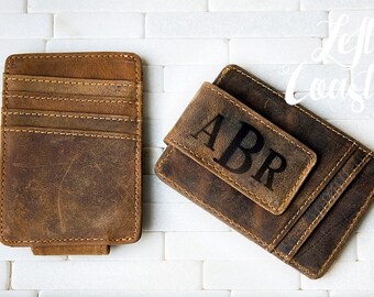 Dad Money Clip Etsy - personalized leather money clip wallet groomsman best man fathers day gift dad boyfriend brother wedding distressed magnetic card holder